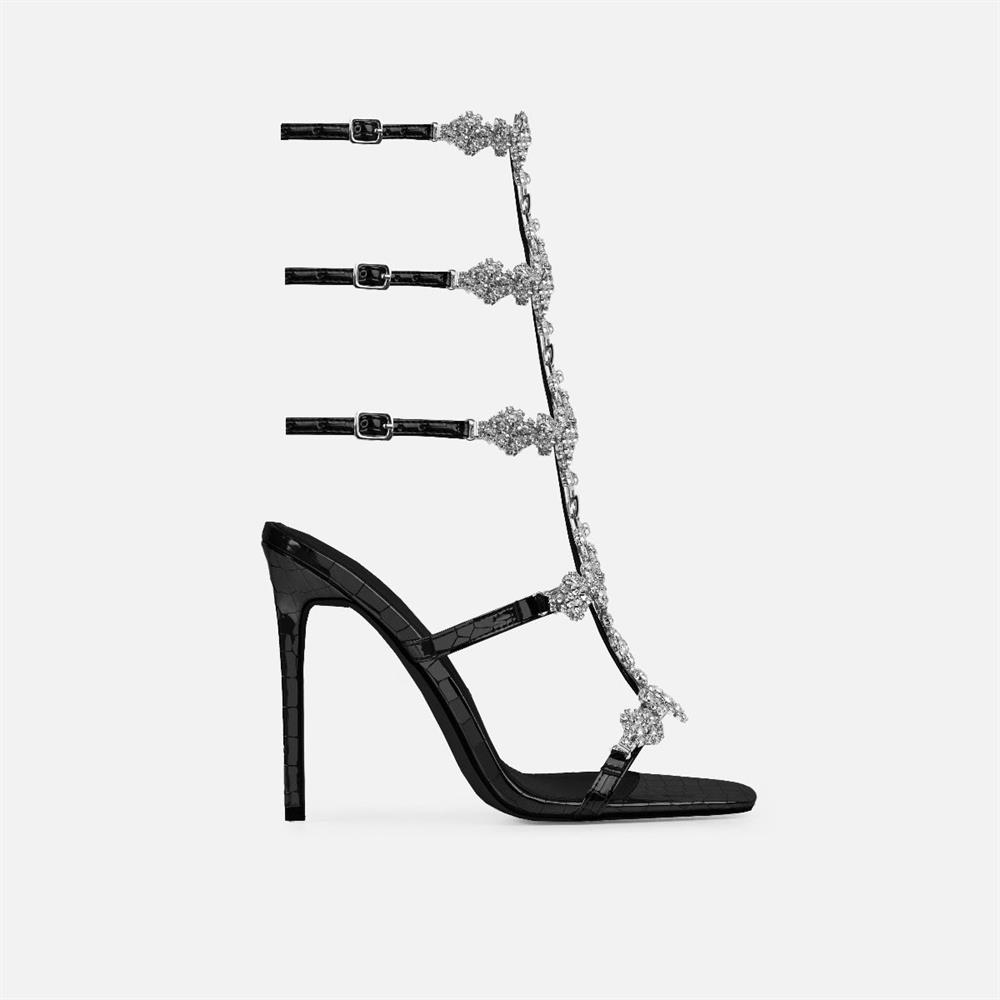 Lisa Kristal Taşlı Topuklu Ayakkabı Siyah - Kadın Ayakkabı