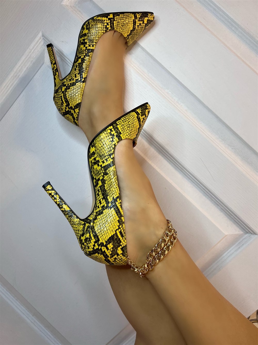 Meya Yln Deri Stiletto Sarı - Kadın Ayakkabı