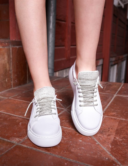 Addict Taşlı Spor Ayakkabı Beyaz - Kadın Ayakkabı