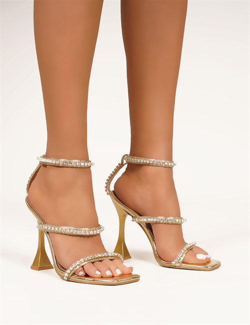Charms Topuklu Sandalet Altın - Kadın Ayakkabı
