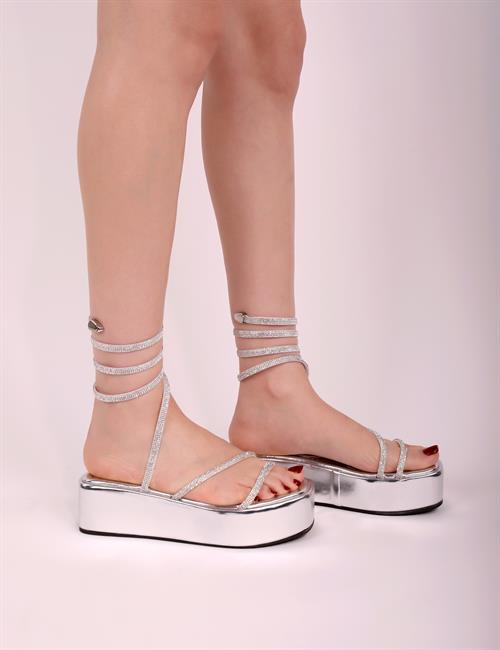 Daphne Kristal Taşlı Ayakkabı Gümüş - KADIN AYAKKABI