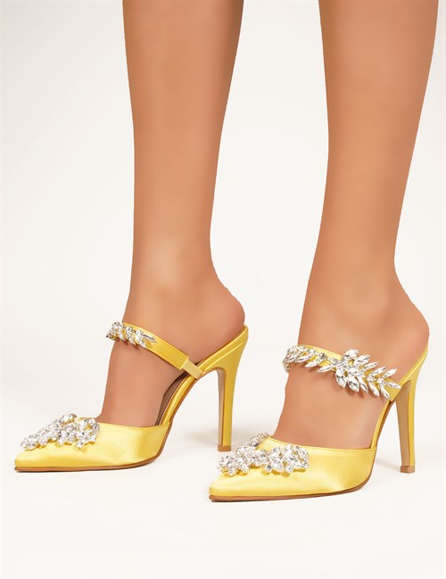 Desire Kristal Taşlı Ayakkabı Sarı - Kadın Ayakkabı