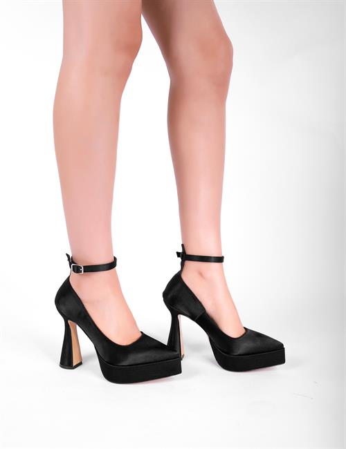 Glamis Saten Kadın Topuklu Ayakkabı Siyah - Kadın Ayakkabı