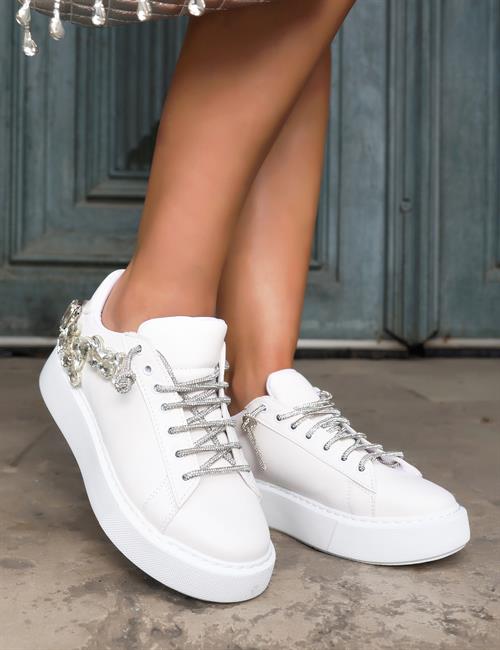 Henna Kristal Taşlı Sneaker Beyaz - KADIN AYAKKABI
