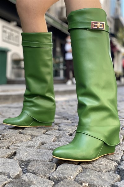Jess Deri Çizme Yeşil
