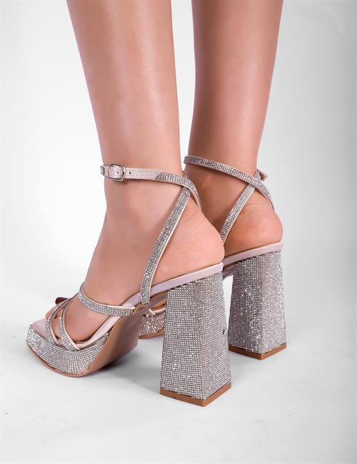 Kenzy Kristal Taşlı Platform Topuklu Nude - Kadın Ayakkabı