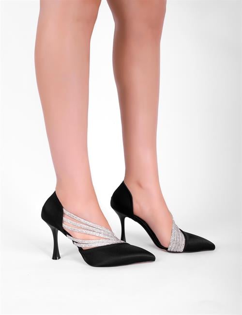 Princess Kristal Taşlı Stiletto Siyah - Kadın Ayakkabı