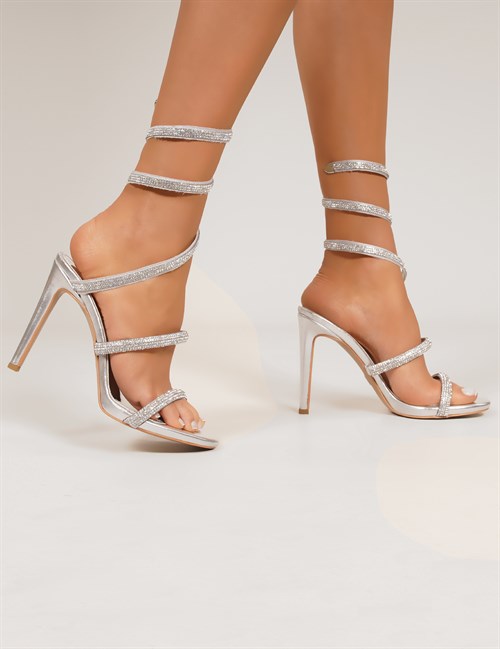 Renola Taşlı Ayakkabı Gümüş - Kadın Ayakkabı