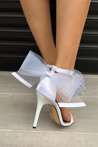 Sandiago Topuklu Sandalet Beyaz
