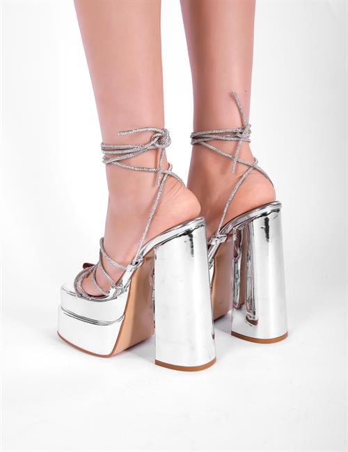 Tasha Platform Topuklu Ayakkabı Gümüş - Kadın Ayakkabı