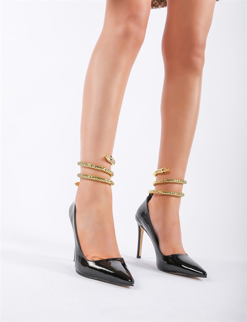 Zoltan Siyah Rugan Ayakkabı Gold - Kadın Ayakkabı