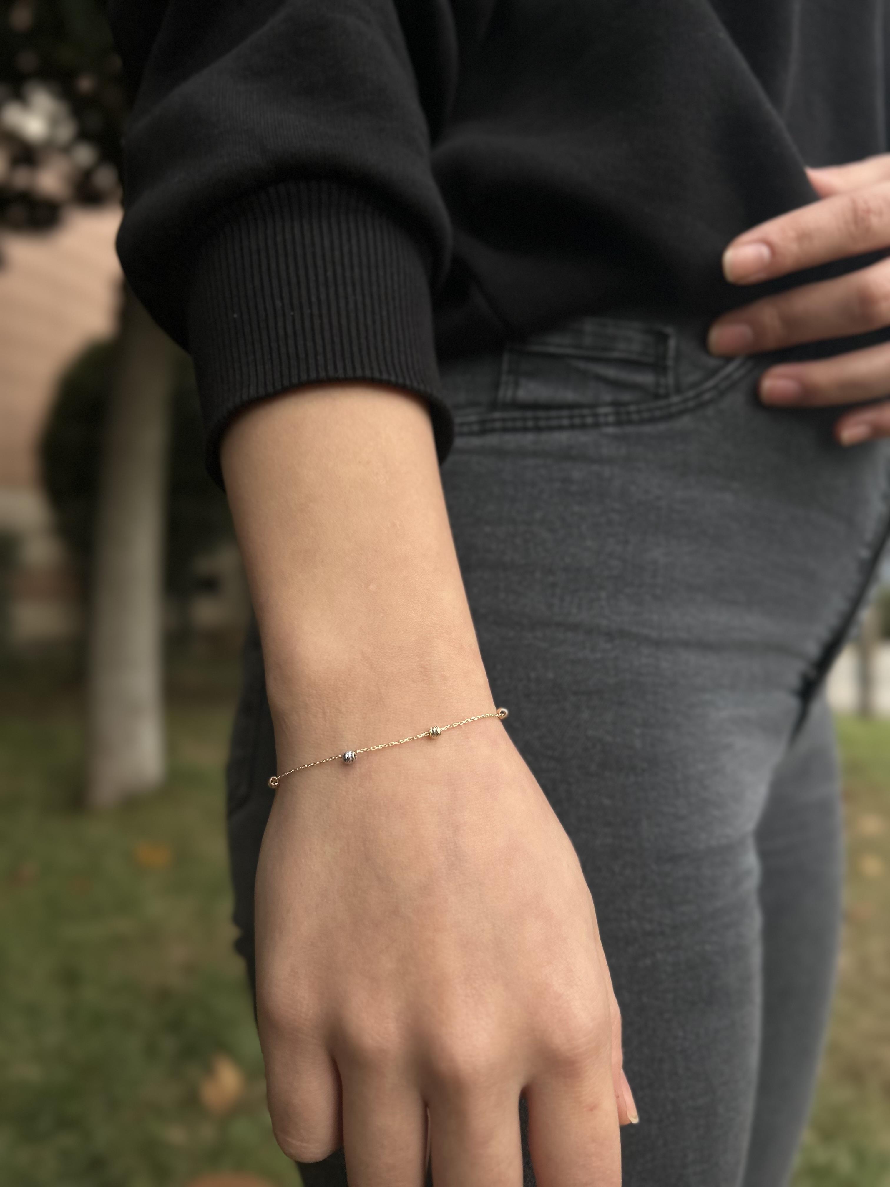 3 Renk Sarı-beyaz-rose Toplu 14 Ayar Altın Dorika Kadın Bileklik