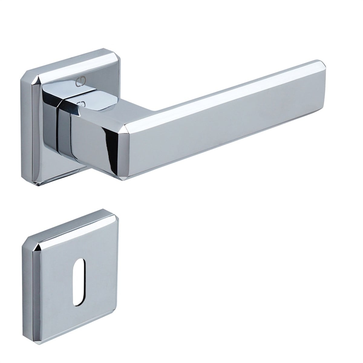 Carli Kare Rozet Kapı Kolu Krom