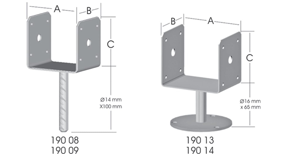 ERMO 80mm U-Form Tablalı Pergola Ayağı