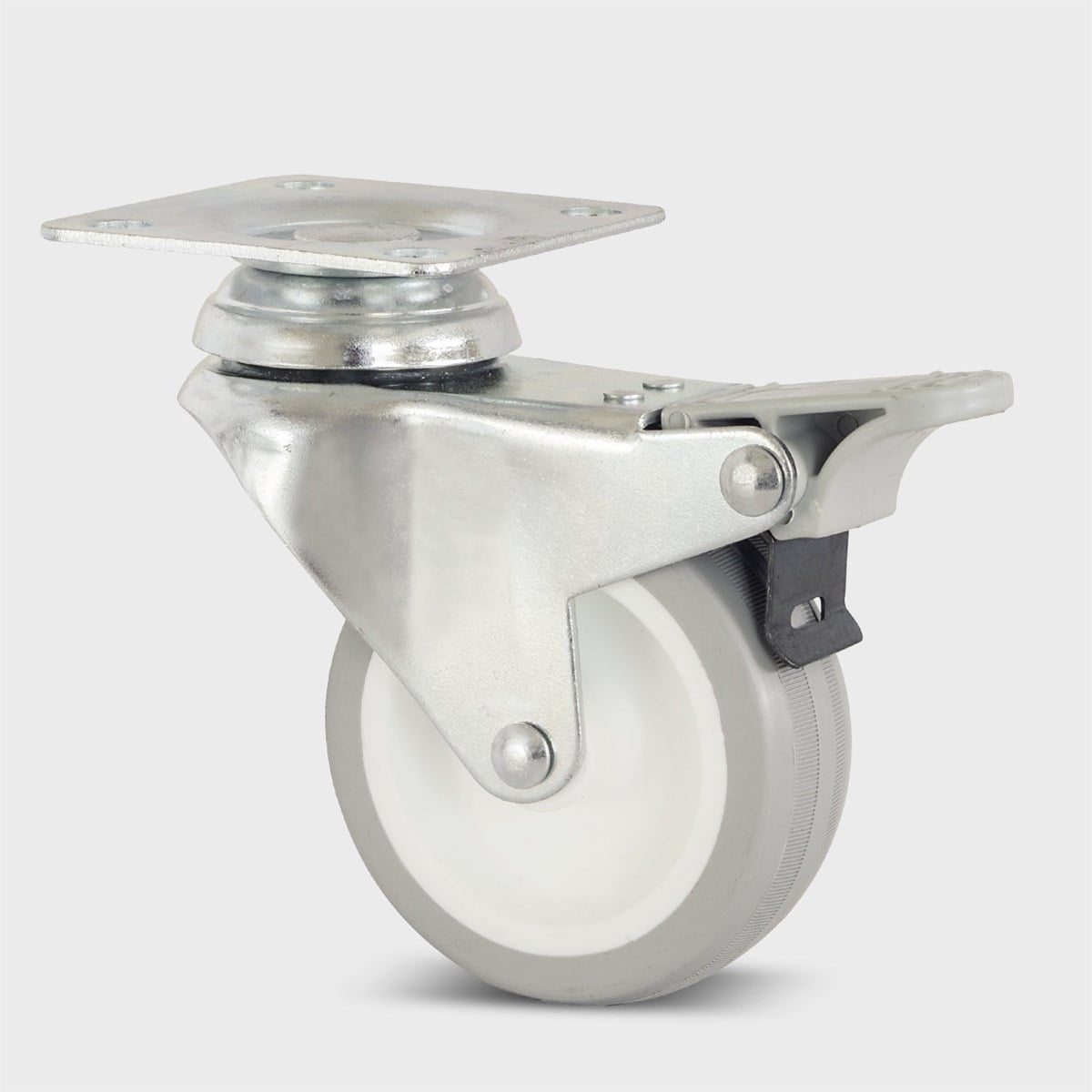 BURAK 75mm Çift Sıra Bilyalı Frenli Pvc Tekerlek