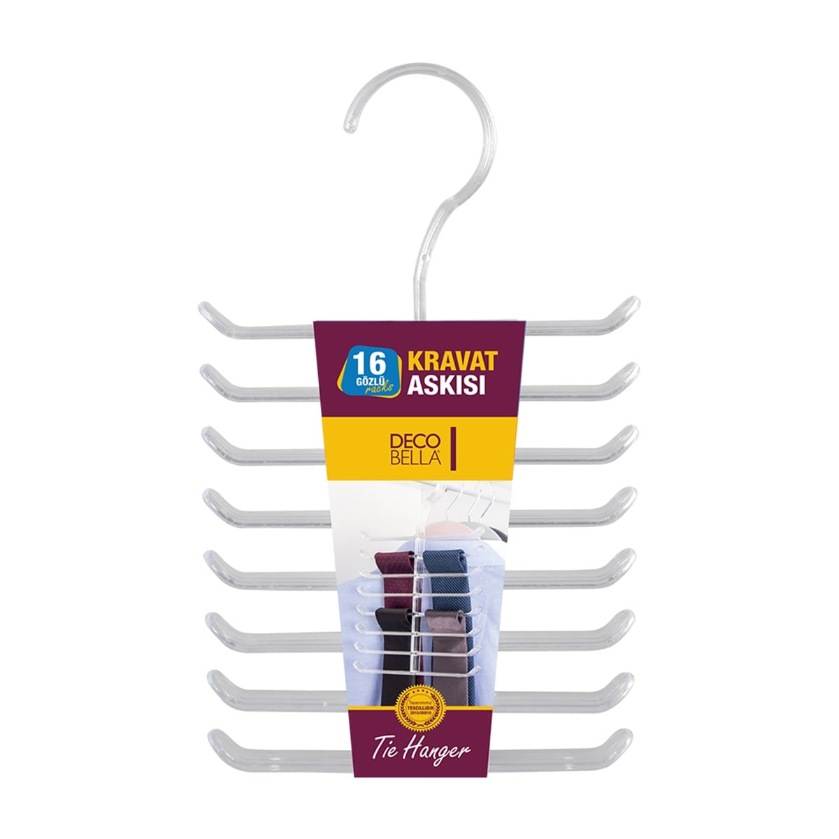 Decobella 16'lı Şeffaf Kravat Askısı 