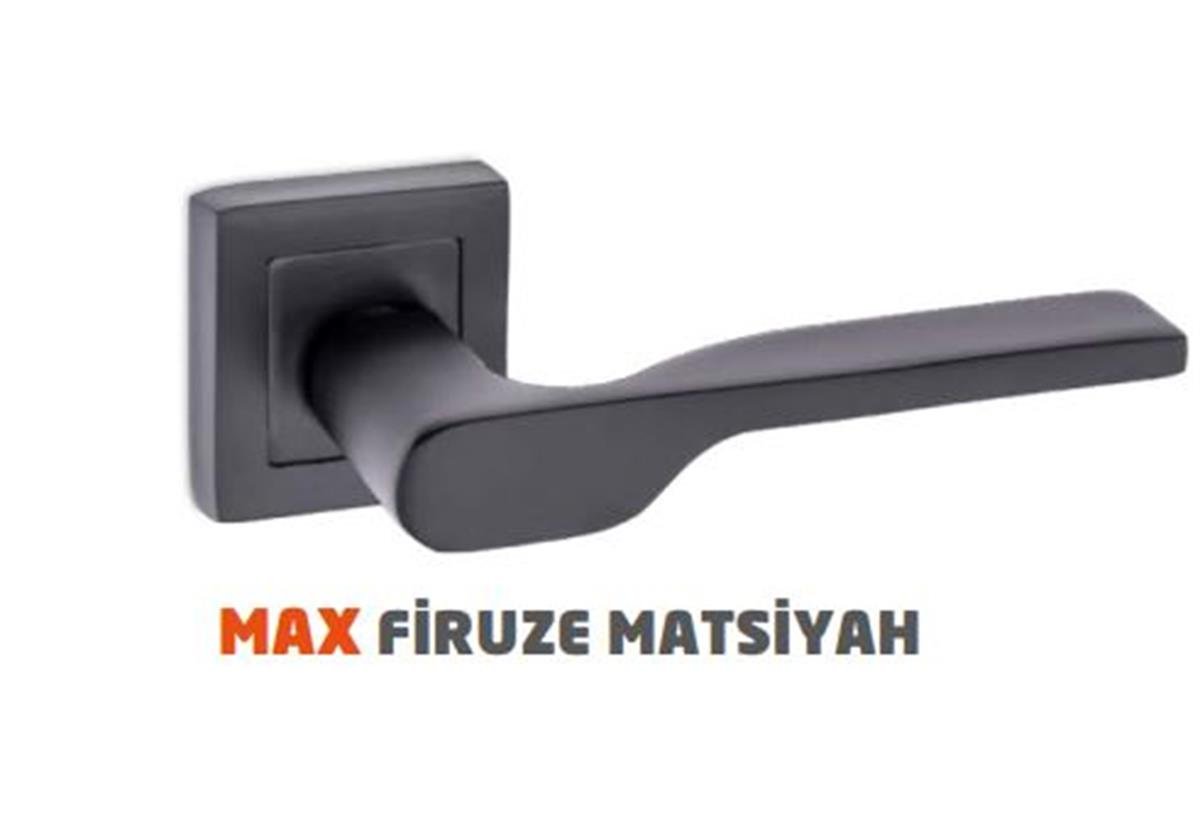 Max Firuze Mat Siyah Kare Rozet Kapı Kolu