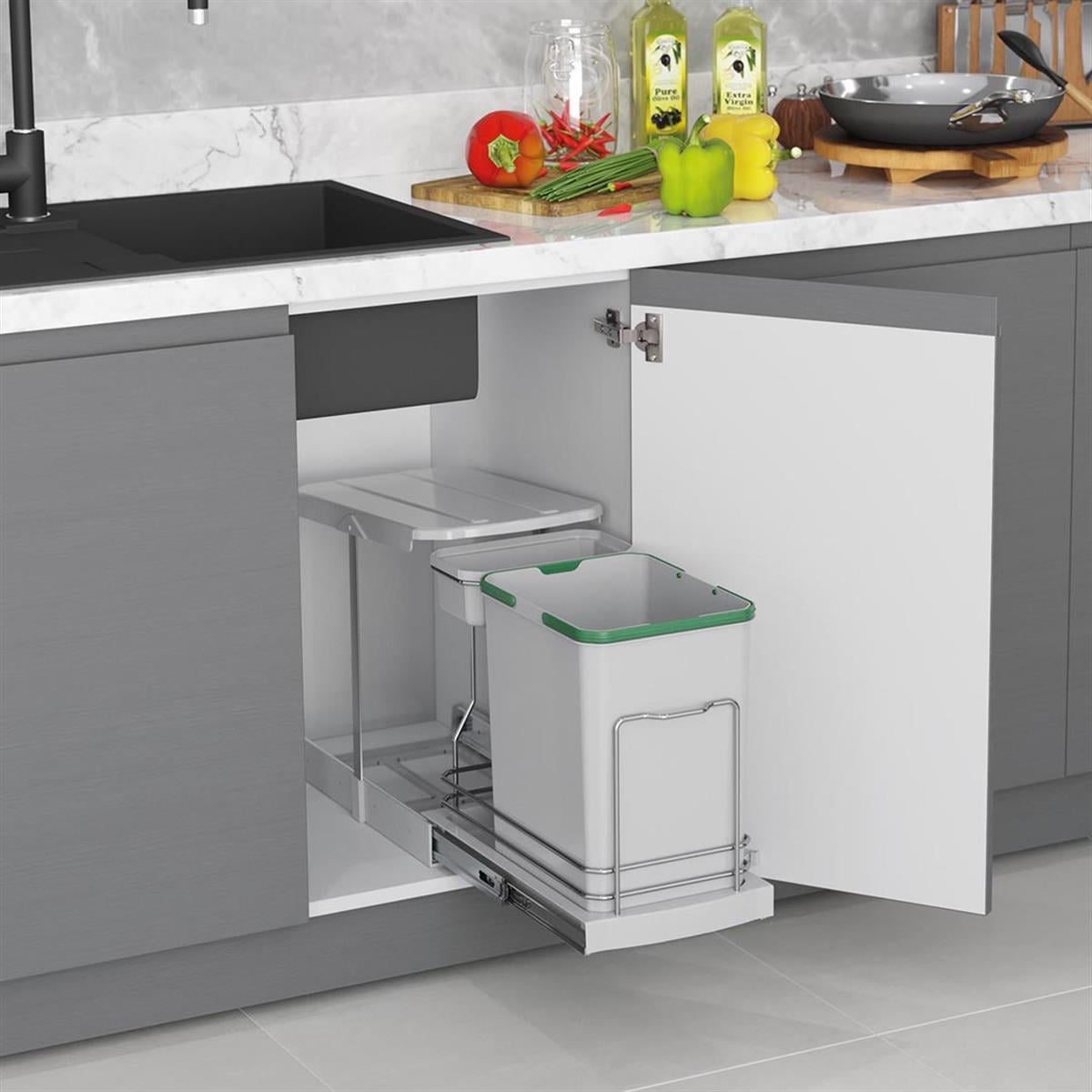 Starax 16LT+1LT Teleskopik Raylı Plastik Gövde Çöp Kovası 