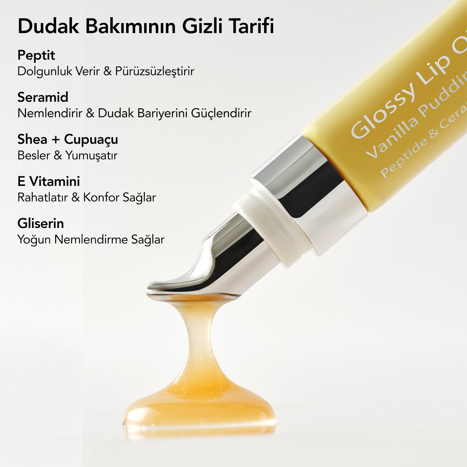 Aurelia Geneve Glossy Lip Oil Balm Peptide & Ceramid Infused - Vanilla Pudding