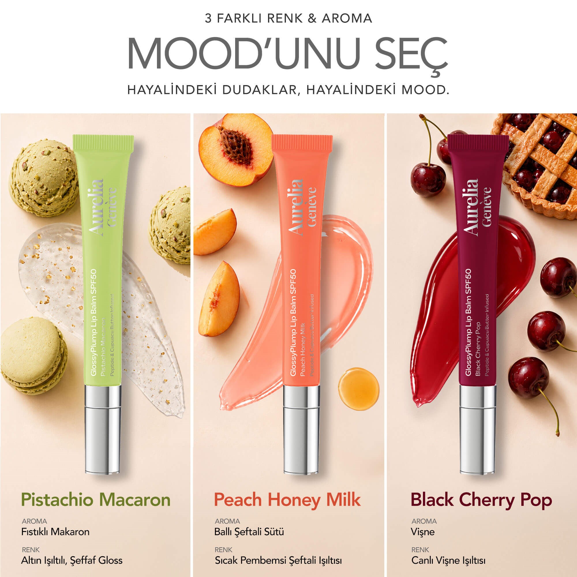 Aurelia Geneve Glossy Plump Lip Balm Spf50 - Peach Honey Milk