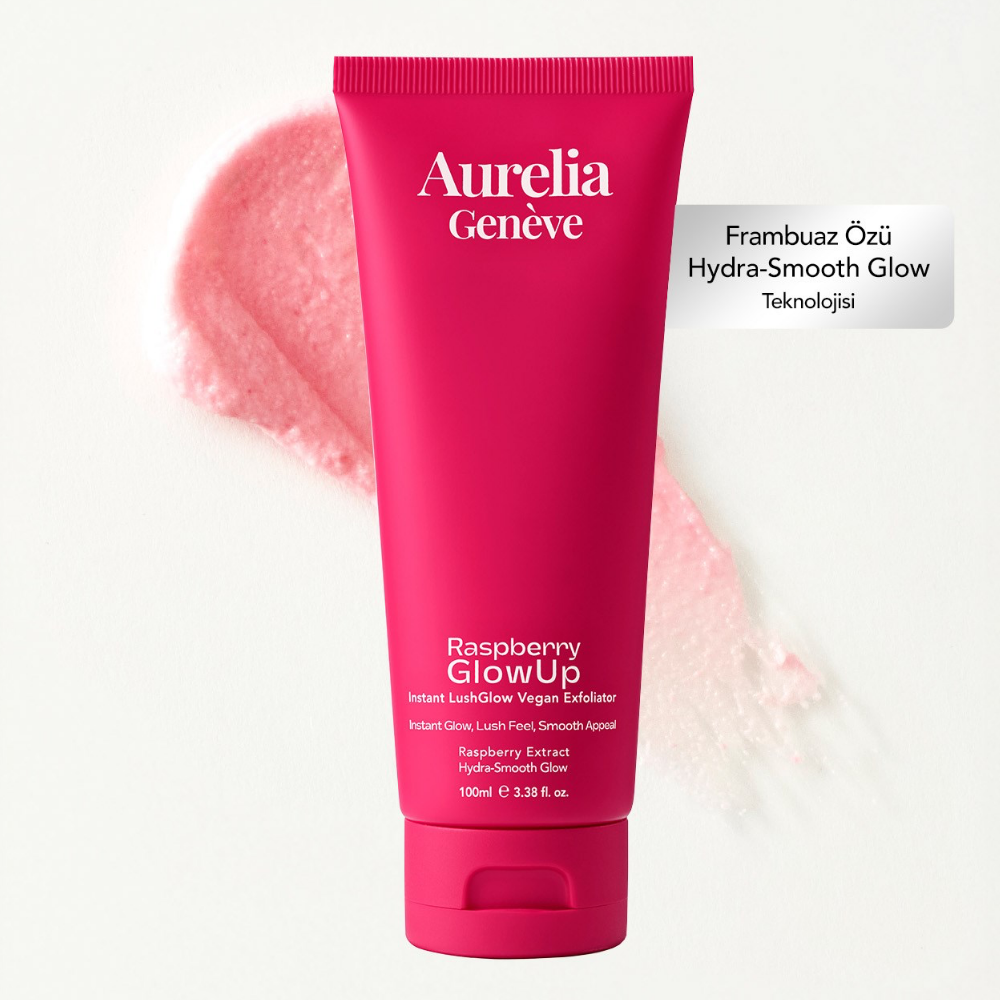 Aurelia Geneve Raspberry Glowup instant Lushglow Vegan Exfoliator 100ml