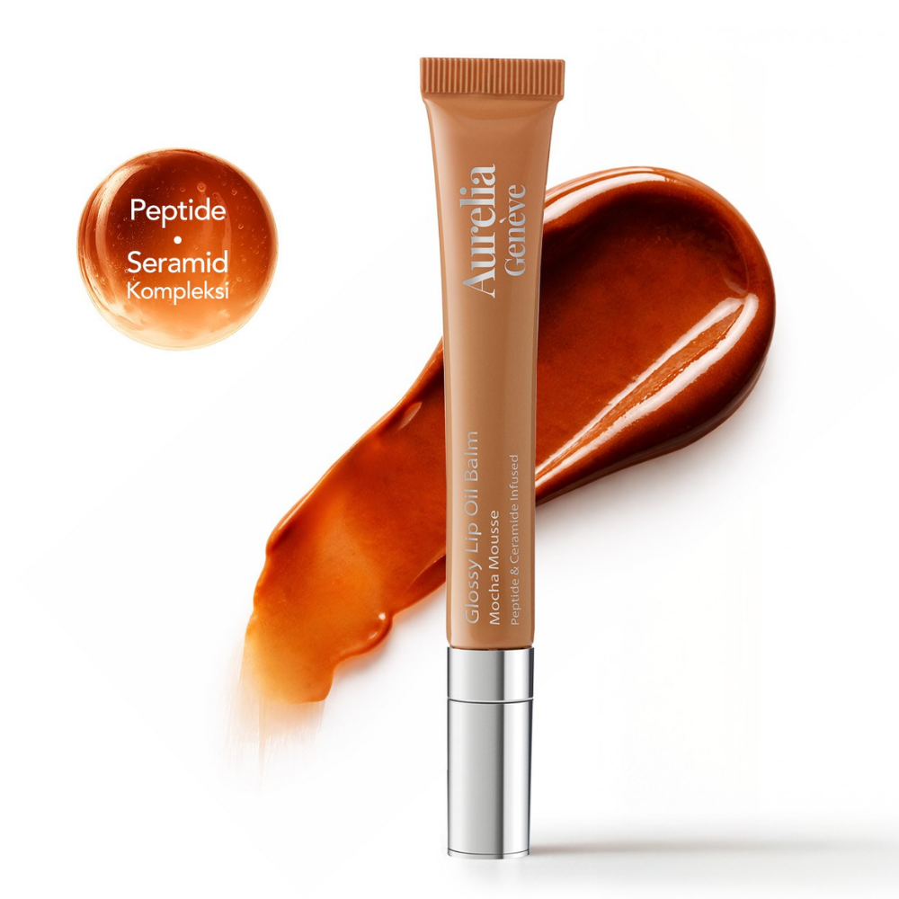 Aurelia Geneve Glossy Lip Oil Balm Peptide & Ceramid Infused - Mocha Mousse