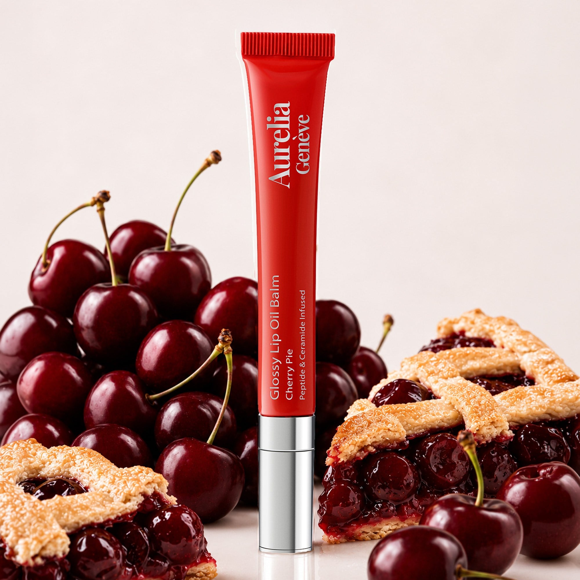 Aurelia Geneve Glossy Lip Oil Balm Peptide & Ceramid Infused - Cherry Pie