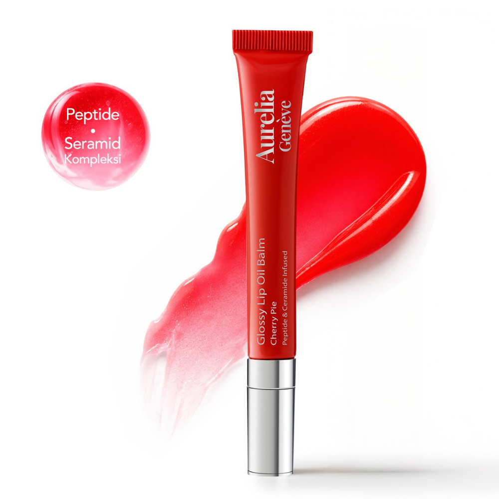 Aurelia Geneve Glossy Lip Oil Balm Peptide & Ceramid Infused - Cherry Pie