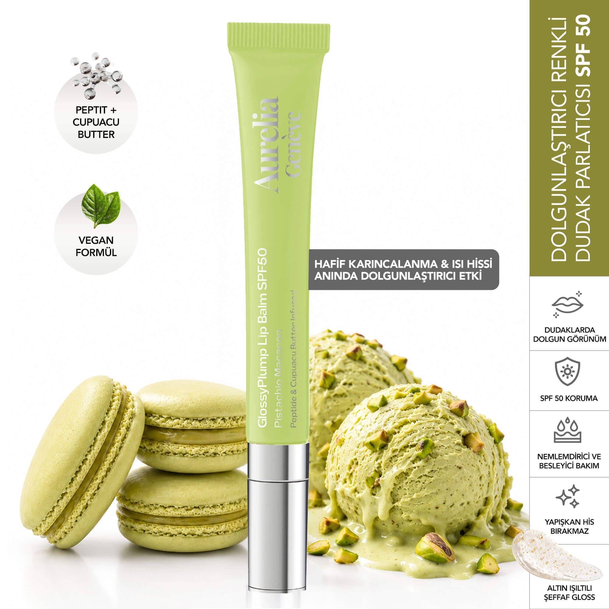 Aurelia Geneve Glossy Plump Lip Balm Spf50 - Pistachio Macaron
