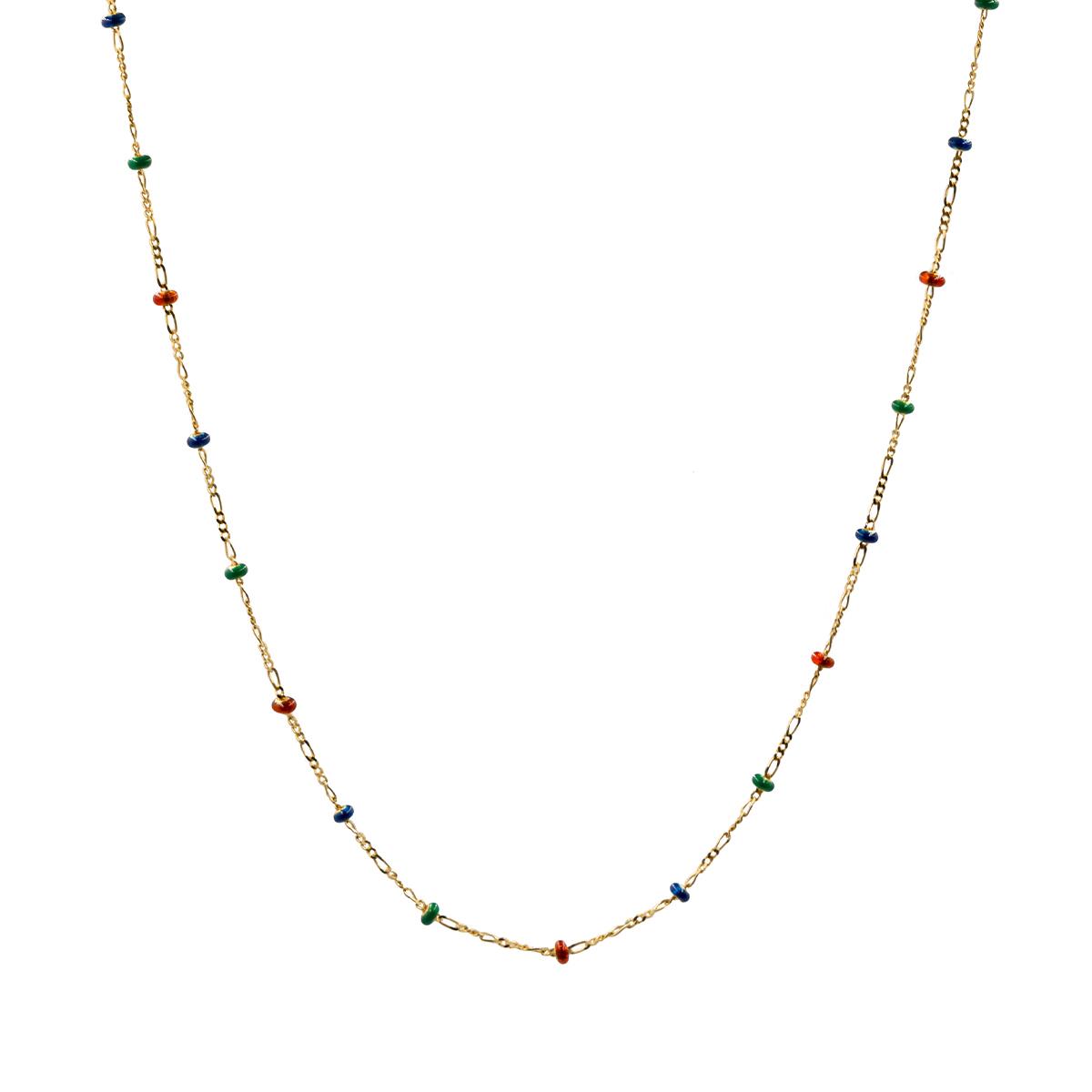 RENKLİ TOPLU SARI ALTIN KOLYE