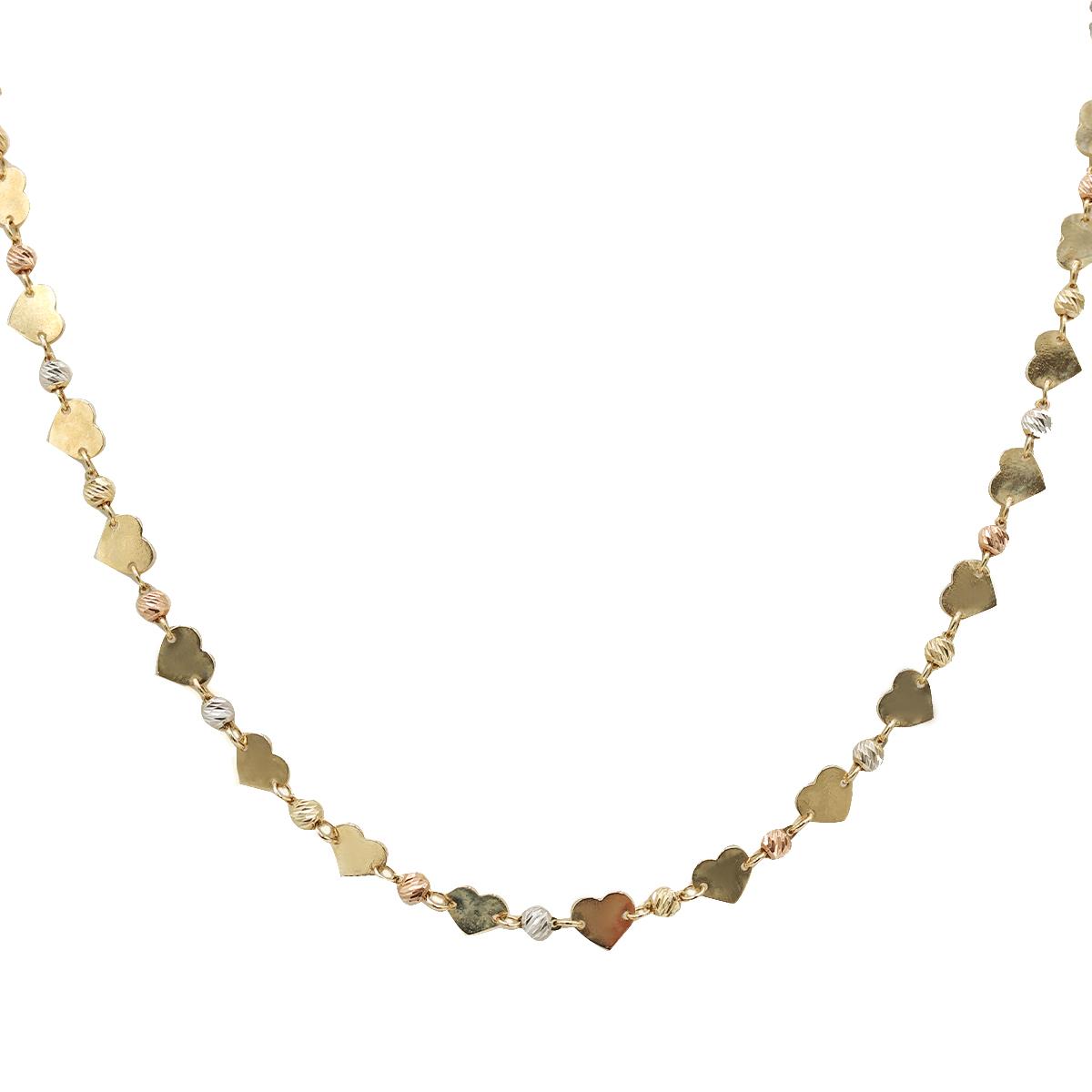 KALPLİ ÜÇ RENK ALTIN KOLYE