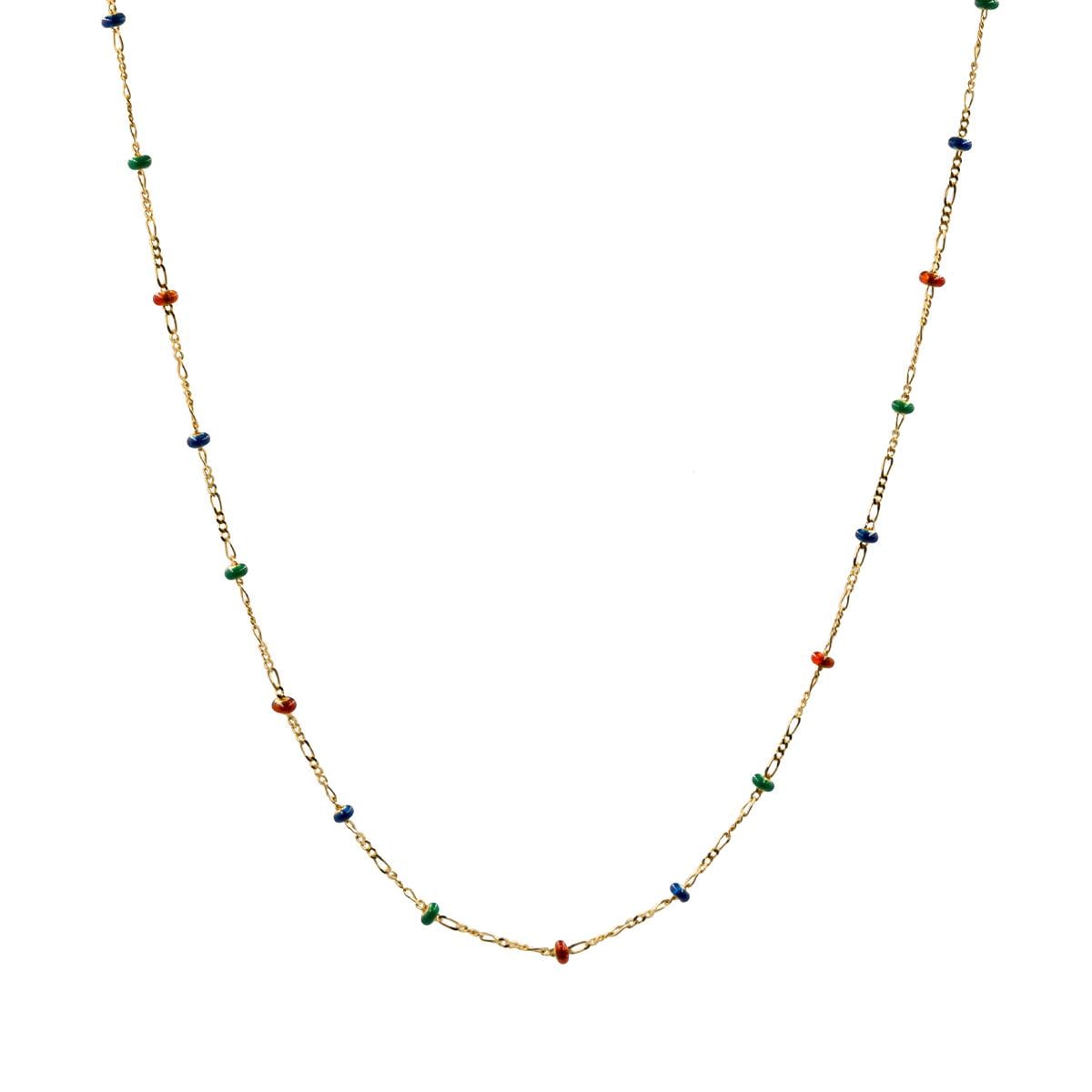 RENKLİ TOPLU SARI ALTIN KOLYE