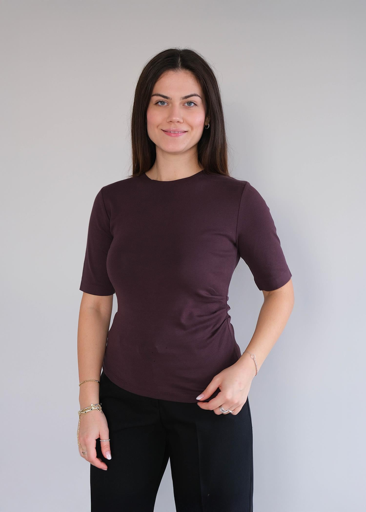 Bisiklet Yaka Kısa Kol Tshirt A.Kahve