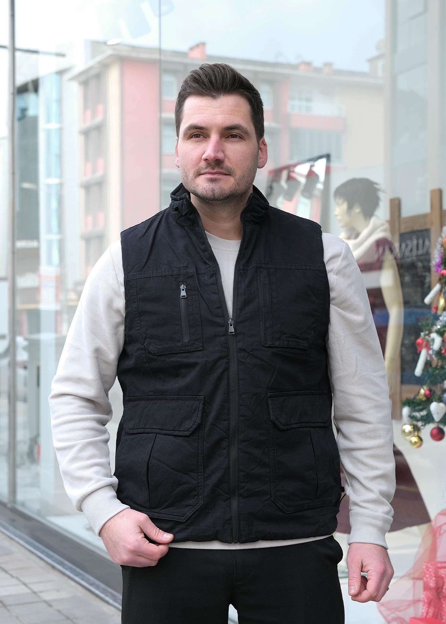 Erkek Ön Fermuarlı Yelek AVCI PI25K Siyah
