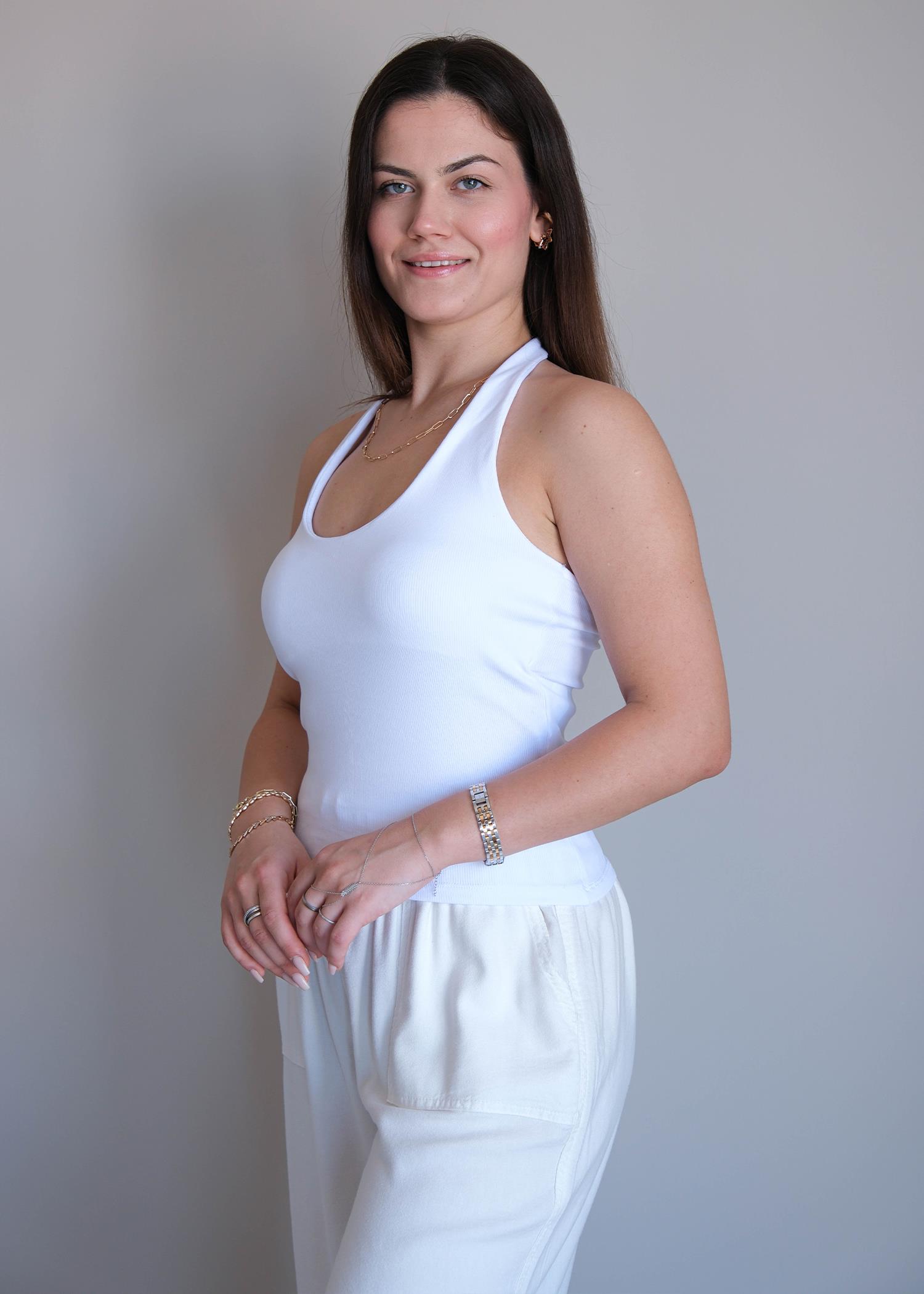 Halter Yaka Top Beyaz