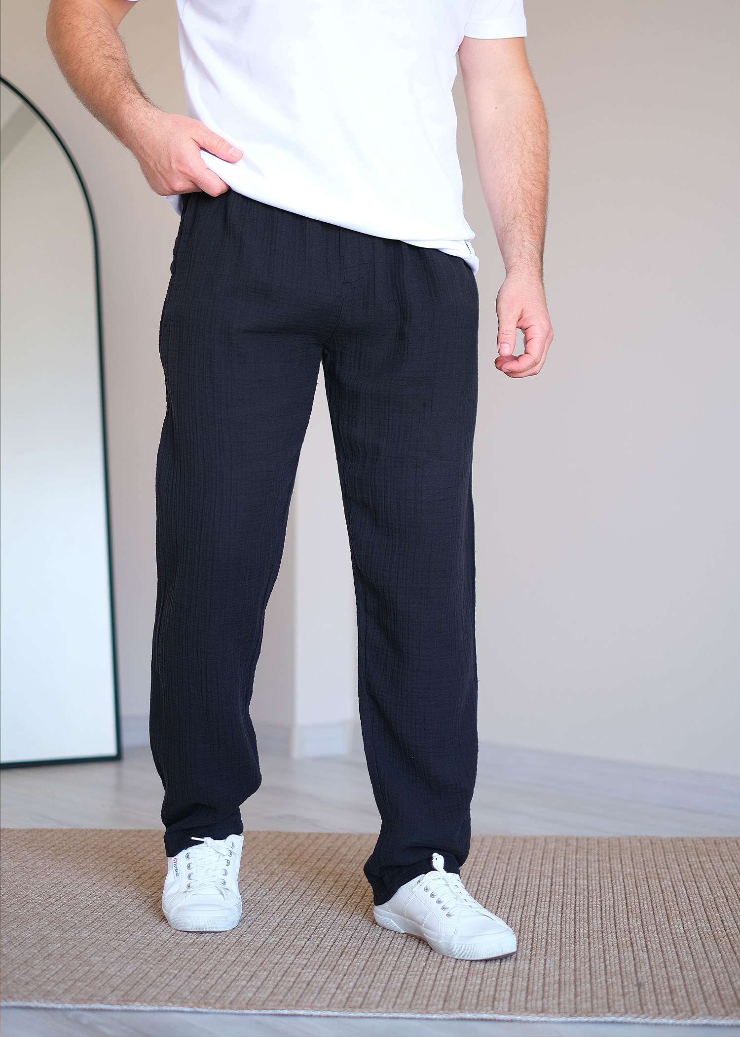Müslin Pantolon Siyah