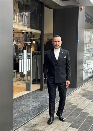6 Drop Kruvaze Takım Siyah