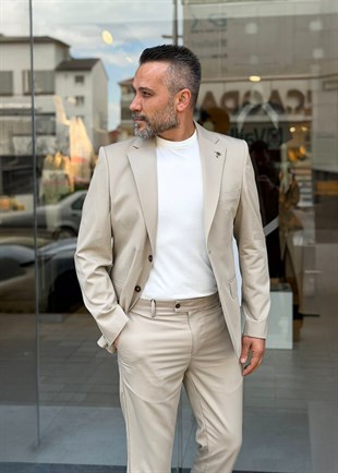 Blazer Ceketli Takım 6 Drop Bej