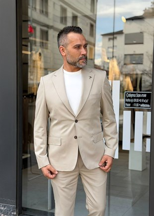 Blazer Ceketli Takım 6 Drop Bej