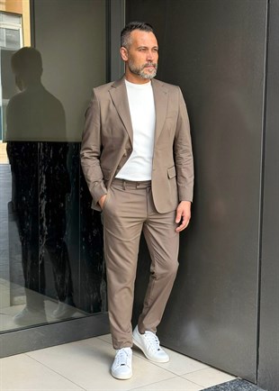 Blazer Ceketli Takım 6 Drop Kahve