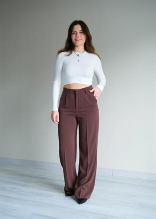 Geniş Paçalı Pantolon Kahve