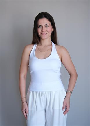 Halter Yaka Top Beyaz