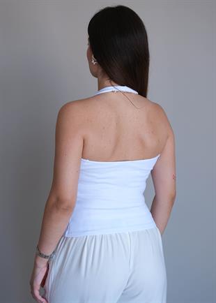 Halter Yaka Top Beyaz