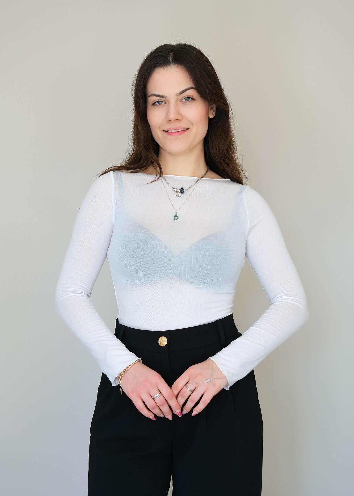 Açık Yaka Tshırt Beyaz