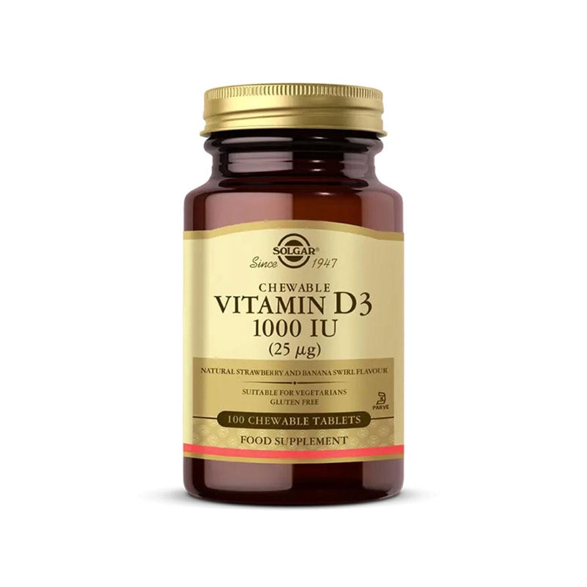 Solgar Vitamin D3 Chewable 1000 IU 100 Tablet Daffne