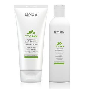 Babe Stop AKN Deep Cleansing Kit - Purifying Cleansing Gel 200 ml +  Astringent Tonic Lotion 250 ml - Daffne