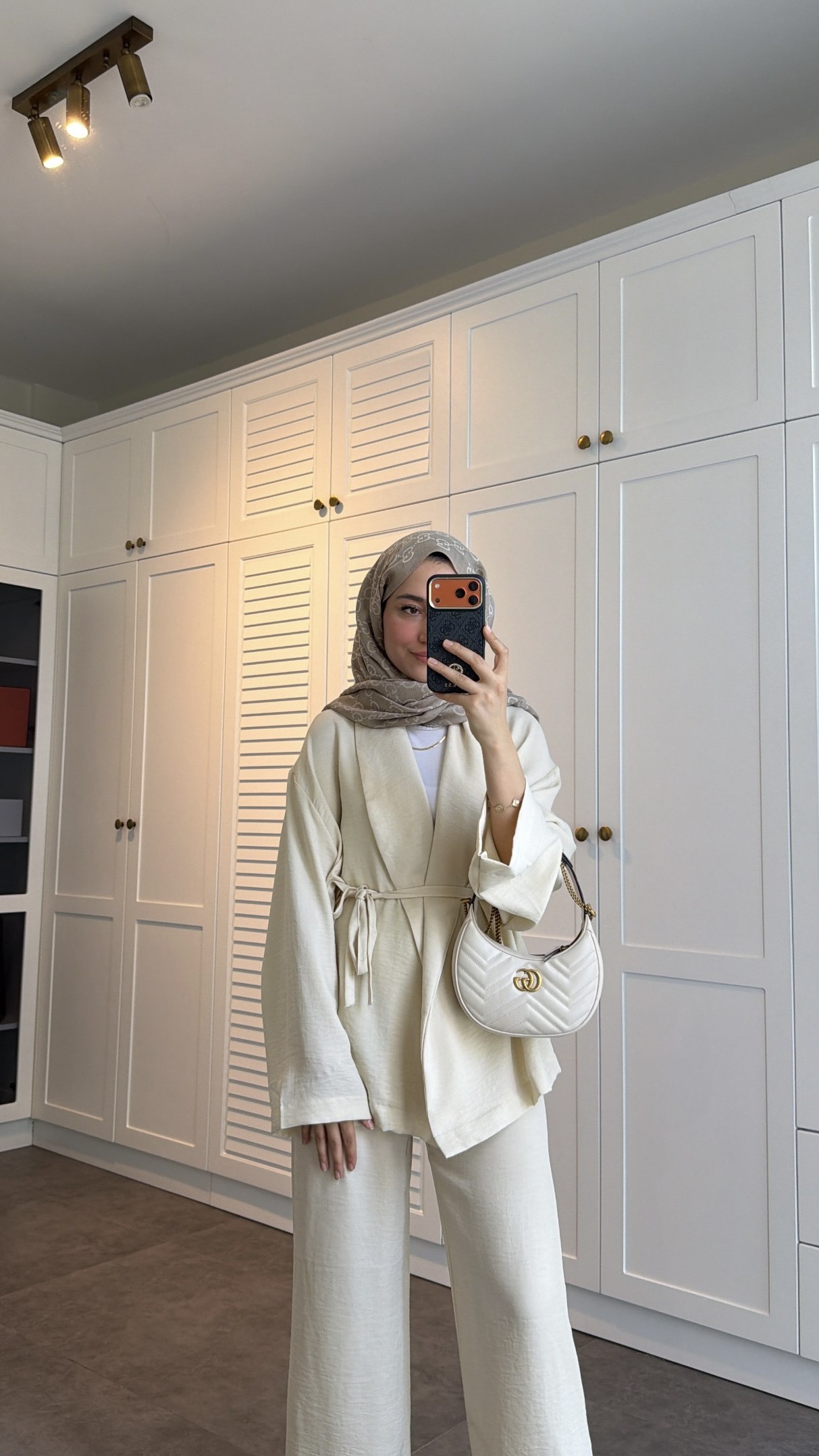  Keten Pantolonlu Kimono Takım Ekru
