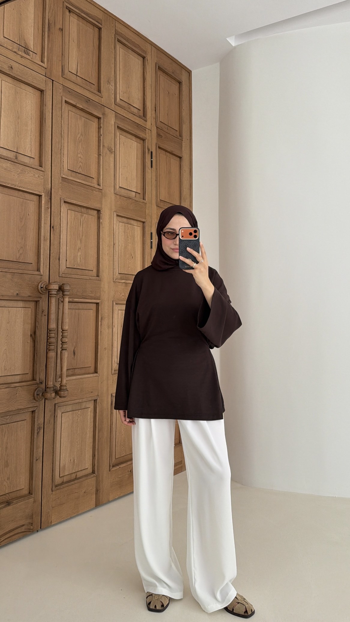 Alin Bağlamalı Tunik Kahve