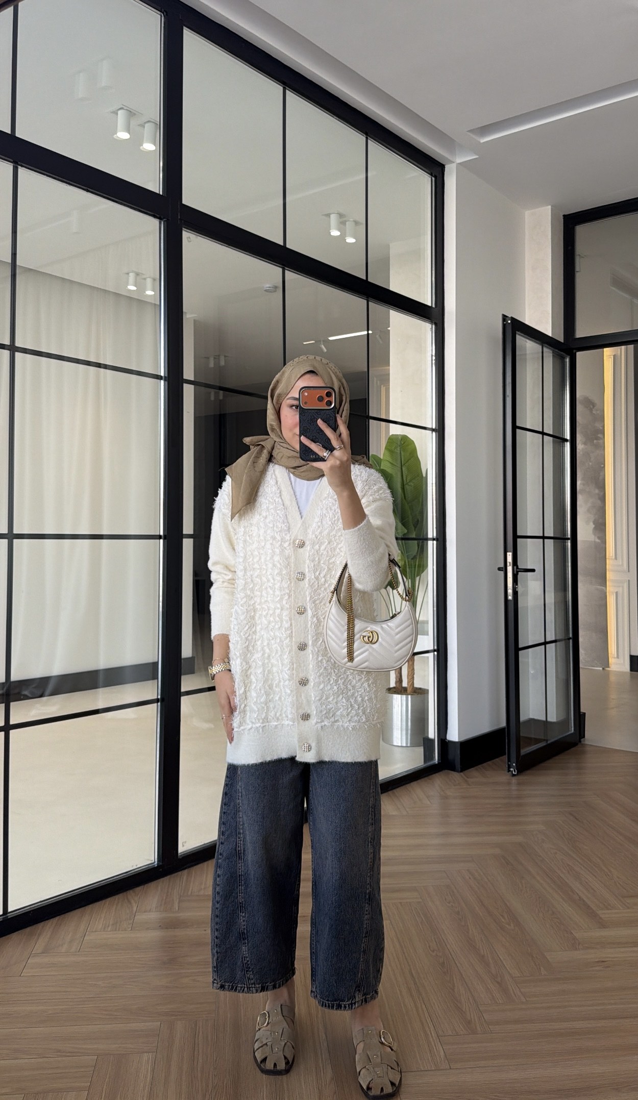 Angora Premium Düğmeli Hırka Ekru