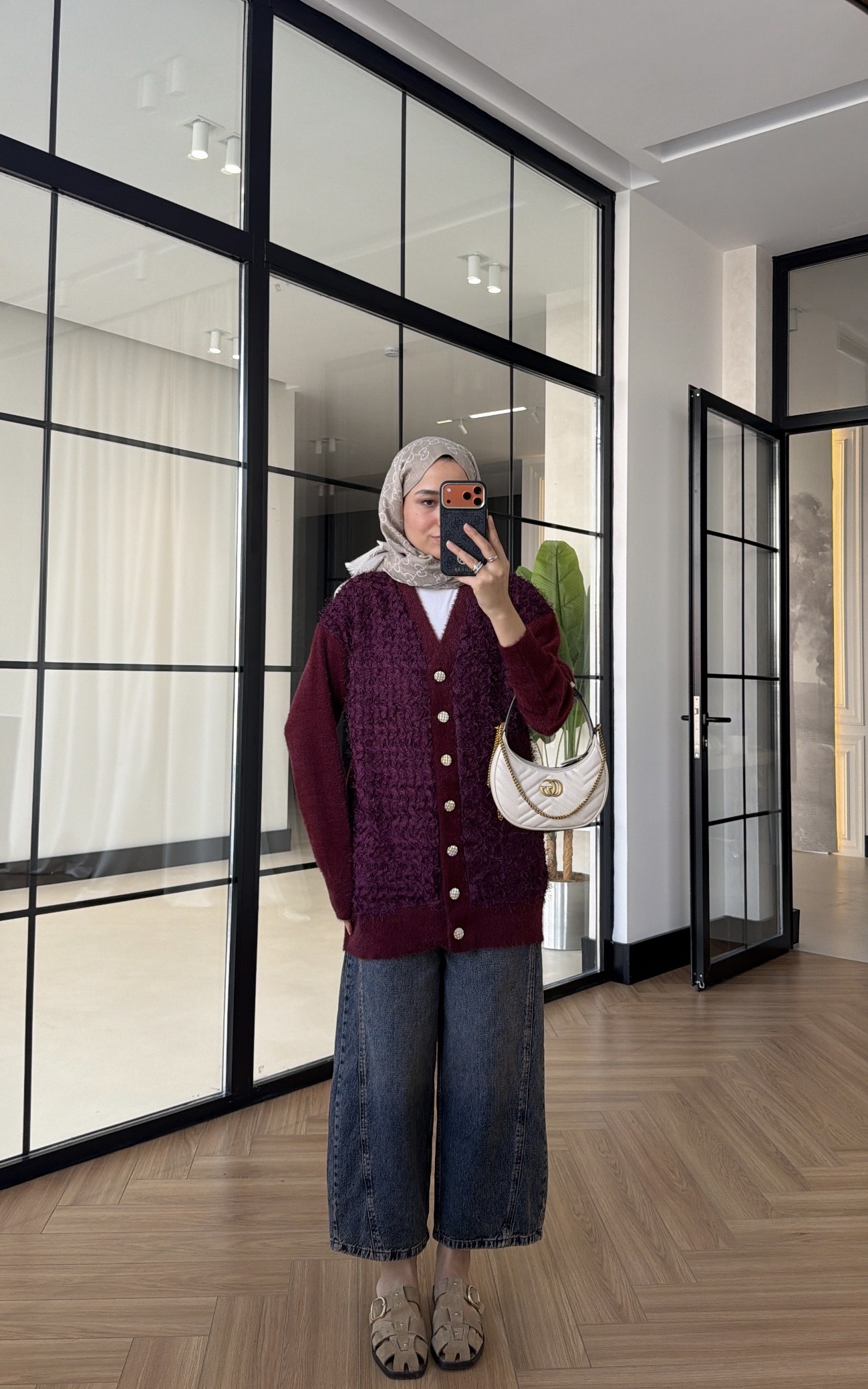 Angora Premium Düğmeli Hırka Mürdüm
